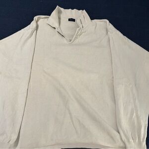 Cream Long Sleeve Collared sweater Shirt